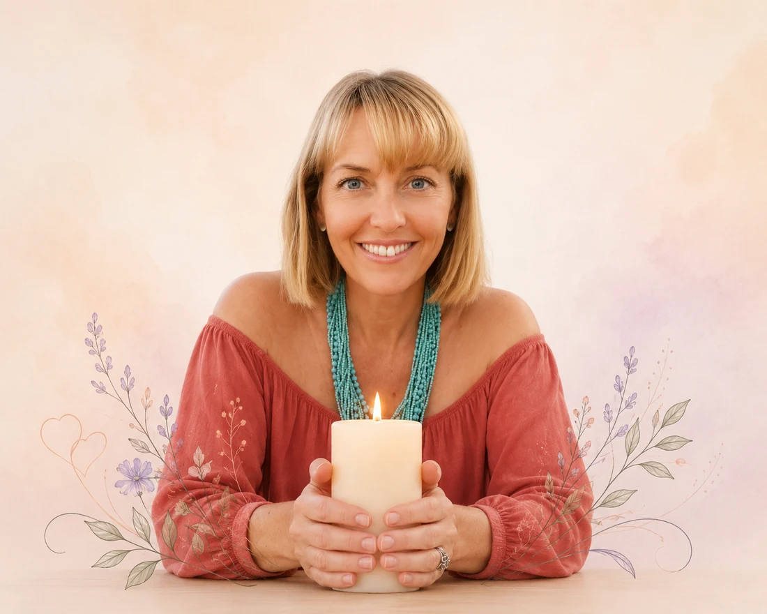 Natalie Jane holding a lit candle