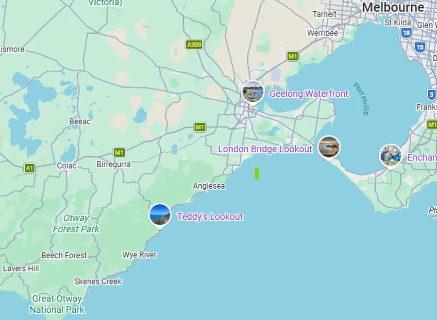Map of the servicing area across Melbourne, Geelong, Bellarine and the Surf Coast
